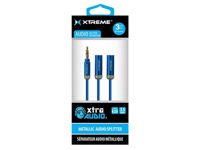 Xtreme Cables 50902-BLU 0.9m (3') 3.5mm Audio Splitter Cable - Metallic Blue