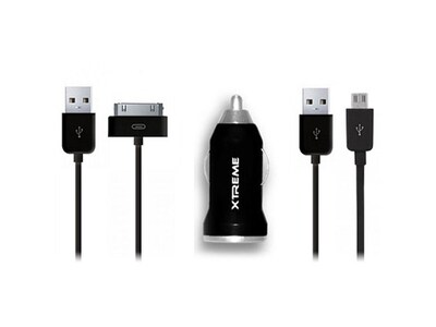 Chargeur USB 2,1 A 88925 Xtreme Cables pour l'auto avec câble à 30 broches - noir