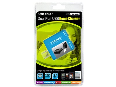 Xtreme Cables 81123-BLU 2.1A 2 Port USB Home Charger - Blue