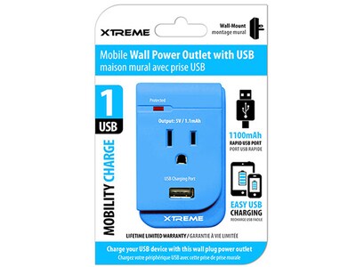 Chargeur mural USB 1100 mAh 28113 de Xtreme Cables - bleu