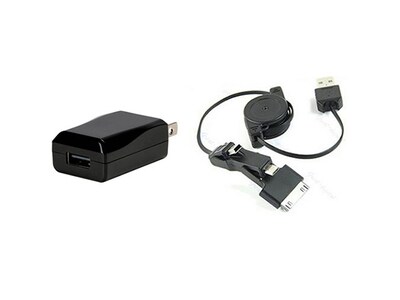 Chargeur pour la maison à un port 1 A et câble USB 3-en-1 88202 de Xtreme Cable - noir
