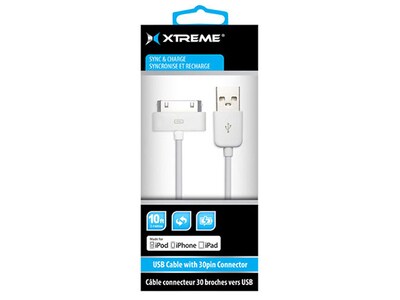 Xtreme Cables 51310 3m (10') USB to 30-Pin Cable - White
