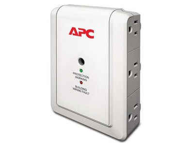 APC P6WT Essential SurgeArrest 120V 6 Outlet Wall Mount with Phone Protection