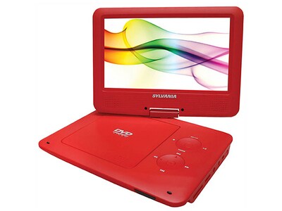 SYLVANIA 180° Swivel 9” Widescreen portable DVD Player - Red