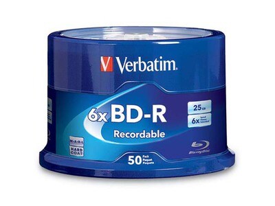 Verbatim Branded Surface 25GB 6X BD-R Discs - White - 50 Pack