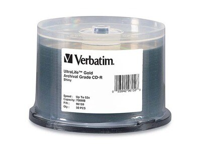 Verbatim UltraLife Archival Grade 700MB 52X CD-R Discs - Gold - 50 Pack