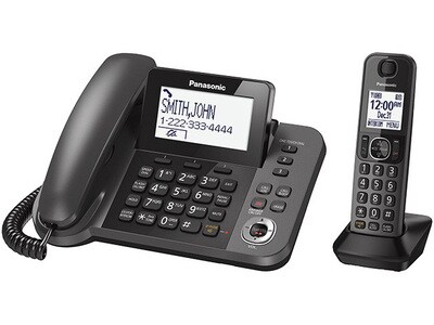 Système téléphonique à fil/sans fil Panasonic KXTGF350M à 1 combiné et répondeur - noir métallique