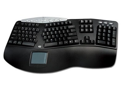 Adesso PCK-308UB Tru-Form Pro Contoured Ergonomic USB Keyboard with Built-in Touchpad - Black