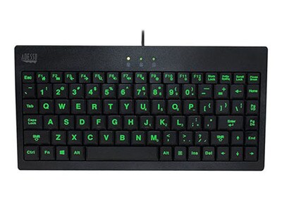 Adesso AKB-110EB SlimTouch 3 Colour Illuminated USB Mini Keyboard - Black