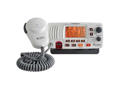 Radio VHF de 25 watts de classe D avec support fixe MRF57W de Cobra - Blanc