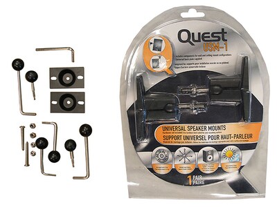 Quest USM1 Universal Wall Bracket for Speakers - Black