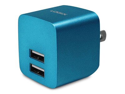 Cube d'alimentation pour charge murale USB 2,4 A de Logiix - Turquoise
