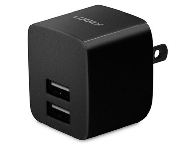 Cube d'alimentation pour chargeur mural USB 2,4 A de Logiix - Noir