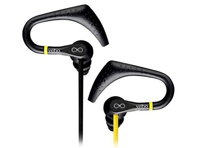 Veho ZS-2 Sport In-Ear Wired Earbuds with Ear hooks - Yellow  & Black