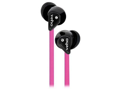 Écouteurs-boutons 360° Z1 de Veho - Noir et rose