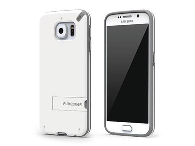 Étui Slim Shell de PureGear avec pied pour Samsung Galaxy S6 - Blanc et gris