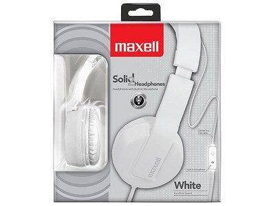 Maxell Solid On-Ear Wired Headphones with In-Line Controls - White