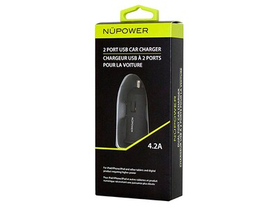 NuPower NU2103BK 4.2A Dual USB Car Charger - Black