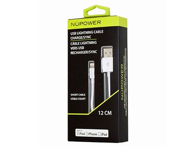 NuPower NU2123WH 12cm Lightning-to-USB Charge & Sync Short Cable - White