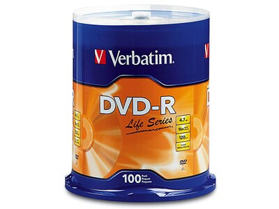 Carrousel de DVD-R 4,7 Go 16X Life Series de Verbatim - Paquet de 100