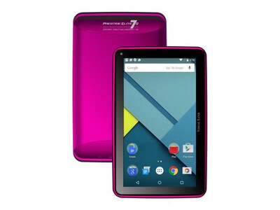 Tablette Prestige Elite 7QL 7 po Visual Land avec processeur 1,3 GHz, stockage 16 Go, Android 5.0, boîtier protecteur -Magenta