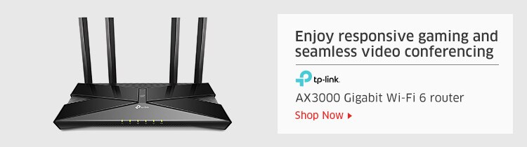 Enjoy responsive gaming and seamless video conferencing  AX3000 Gigabit Wi-Fi 6 router