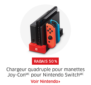 RABAIS 50 %  Chargeur quadruple pour manettes Joy-ConMC pour Nintendo SwitchMC  Voir Nintendo