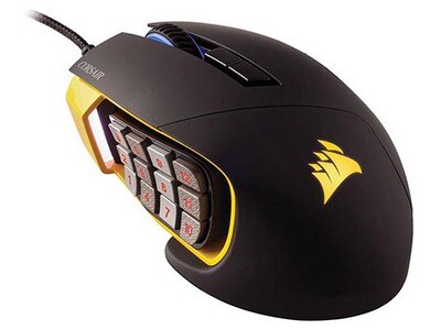 Corsair Scimitar RBG MOBA MMO Wired Gaming Mouse - Black & Yellow