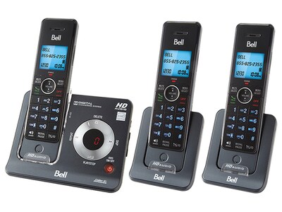 Bell BE6425-3 DECT 6.0 Cordless Phone with Three Handsets and Digital Answering System