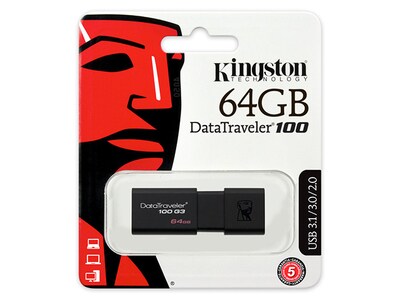 Carte flash USB 3.0 DataTraveler 100 G3 64 Go de Kingston