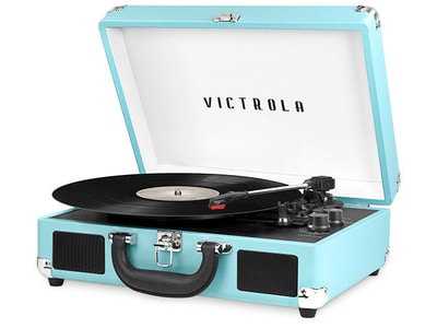 Victrola Bluetooth® Suitcase Record Player with 3-speed Turntable - Light Blue