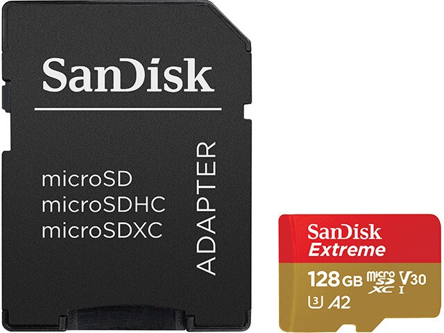 SanDisk Extreme® 128GB UHS-I microSDXC™ Memory Card with Adapter