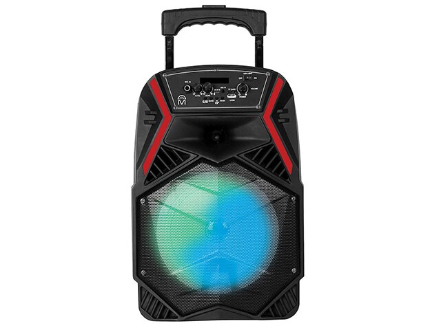 M True Wireless 8" Trolley Karaoke Speaker With Microphone & LED Lights - Red