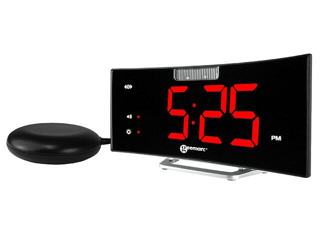 Geemarc Wake N Shake Curve Alarm Clock with Vibrating Pad - Black