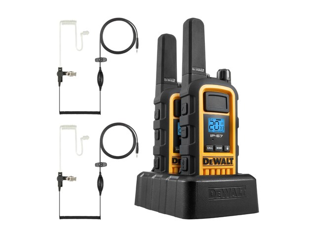 Image of Dewalt Heavy Duty DXFRS300 GMRS Walkie Talkie with Surveillance Headset- 2 Pack