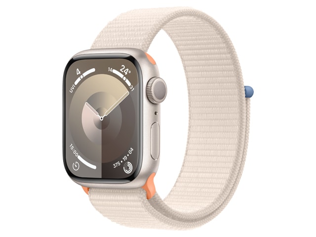Image of Apple® Watch Series 9 41mm Starlight Aluminium Case with Starlight Sport Loop (GPS)