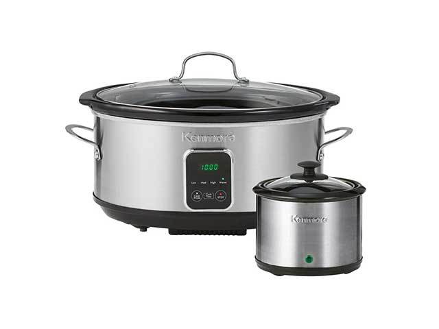 Image of Kenmore® Programmable 7 qt (6.6L) Slow Cooker and Dipper - Black Silver